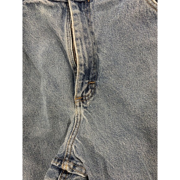 WRANGLER 38x32 Distressed Straight Leg Denim Blue Jeans 5-Pocket Design FLAWED - Picture 2 of 11